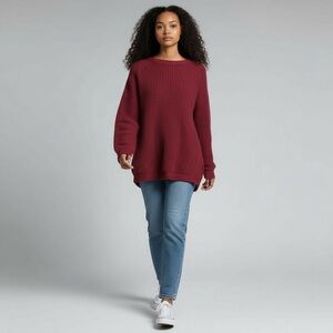 Anne French Cranberry Red Oversized Cozy Sweater - XL